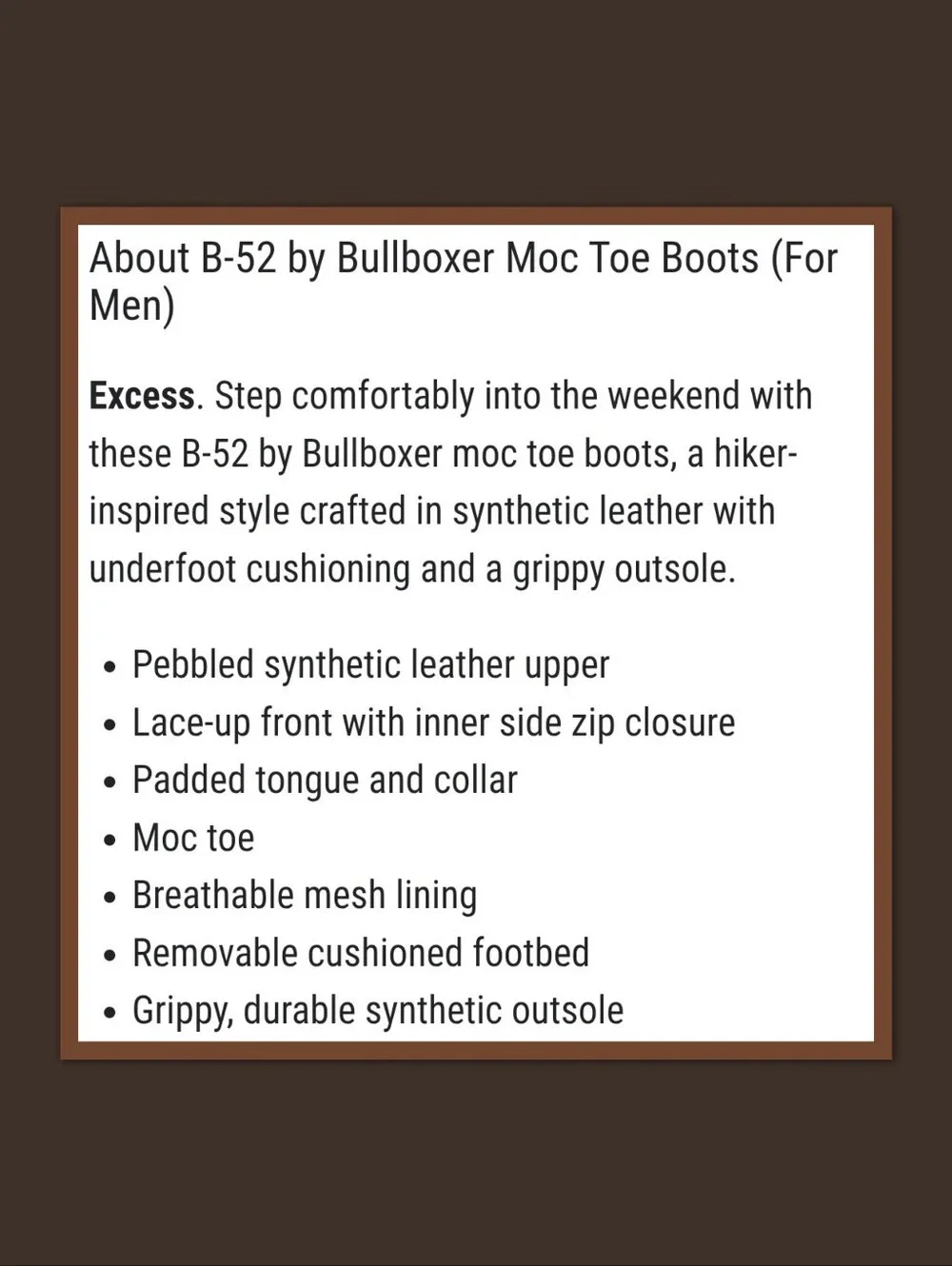 B-52 by BULLBOXER MOC TOE BOOTS